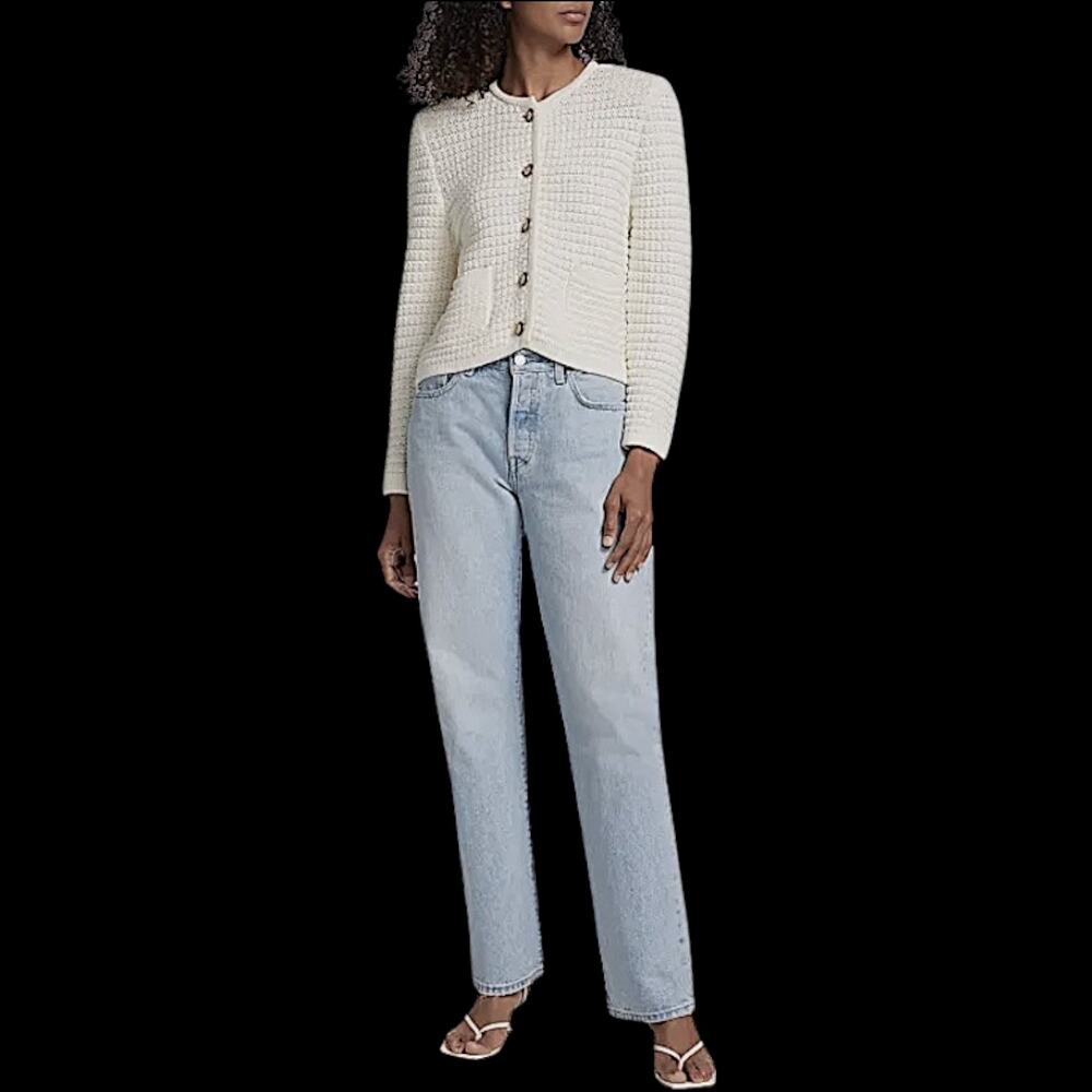 ba&sh Cream Textured Button-Front Sweater Jacket - Picture 8 of 8